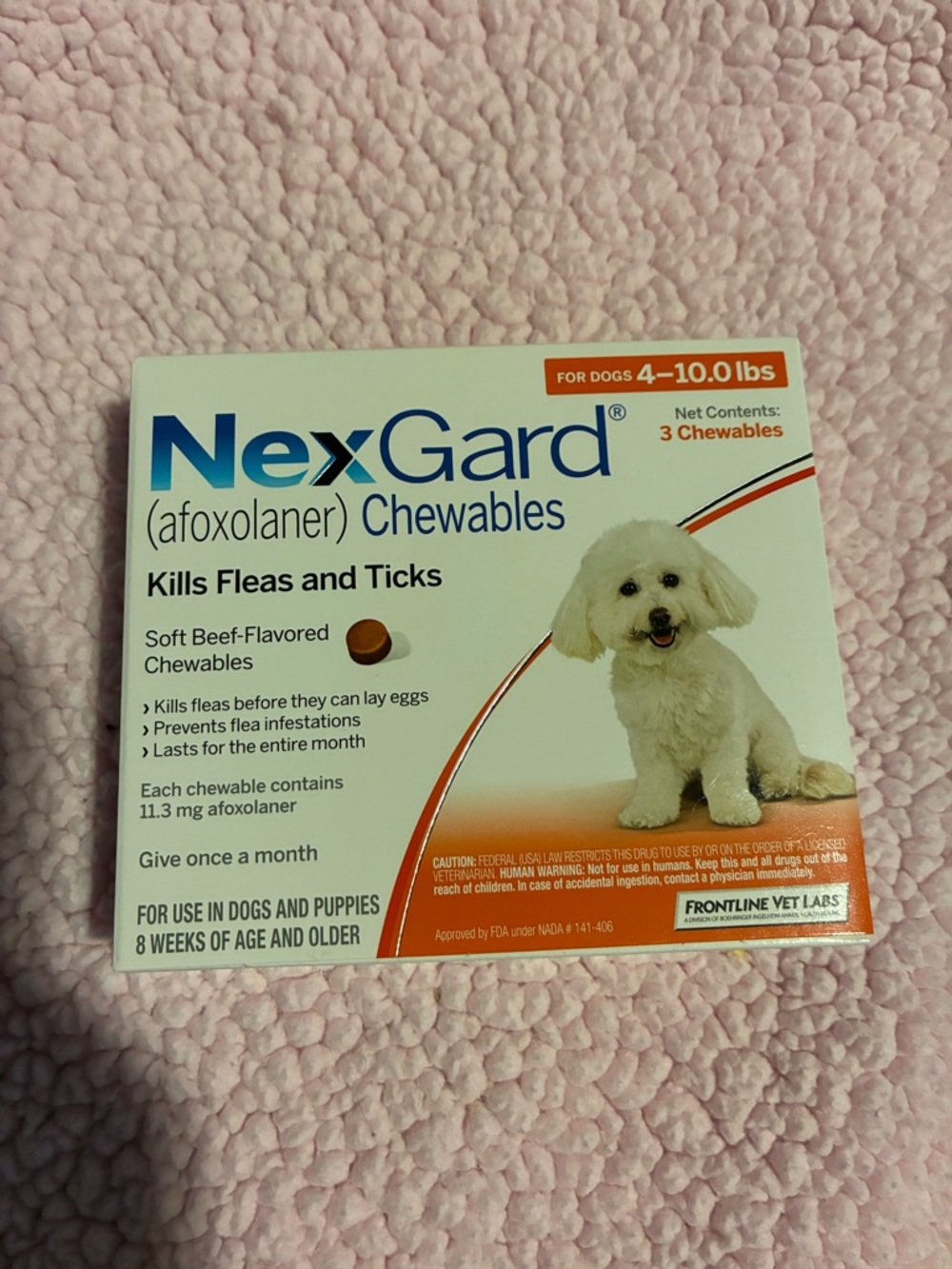 Nexgard 4-10 lbs 3 pack flea and tick OPEN BOX SALE